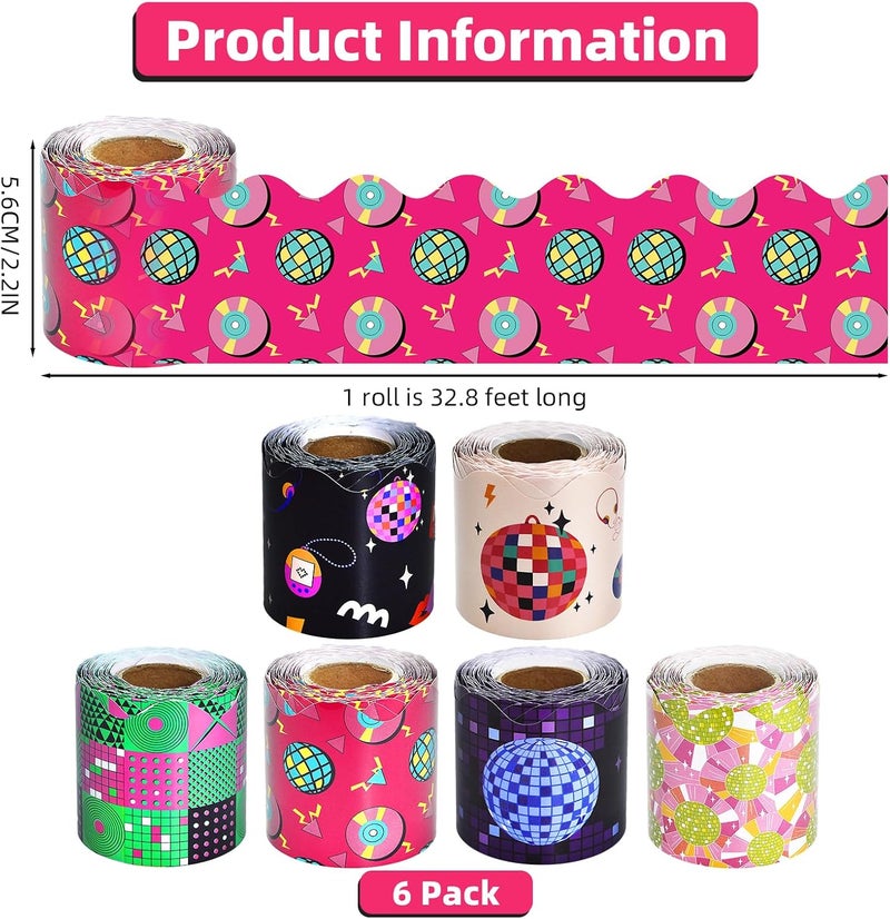 DASTTUIS 6 Rolls 196.8 Ft Disco Ball Bulletin Board Border Set - Classroom Trim - Colorful Supplies for Teachers, School & Office Decor - Perfect Birthday Theme - Image 2